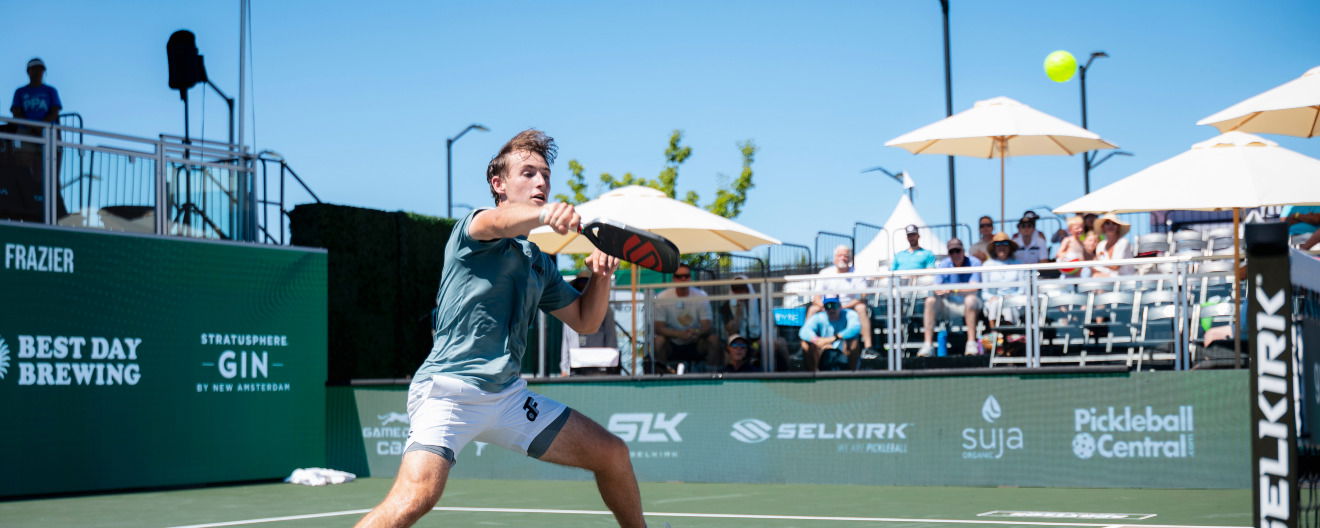 Dylan Frazier hits a volley.