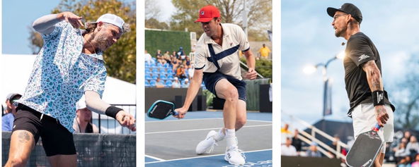 Travis Rettenmaier, Sam Querrey, and Tyson McGuffin outfits playing pickleball.