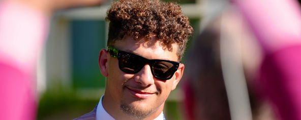 Patrick Mahomes in attendance at Wilmbledon in July.