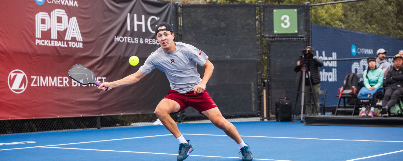 Connor Garnett chasing down a ball on Friday.