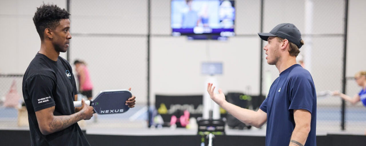 Rodney Adams training with pickleball pro Eli Steiner.