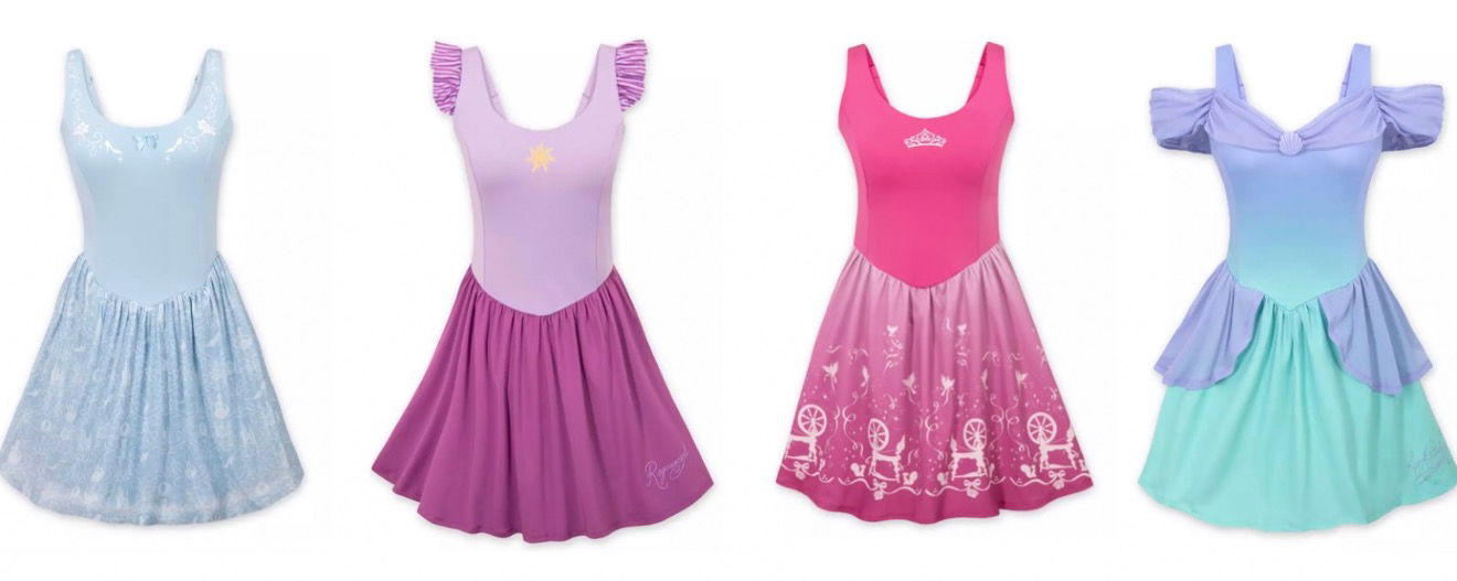 Four Disney princess inspired athletic dresses 