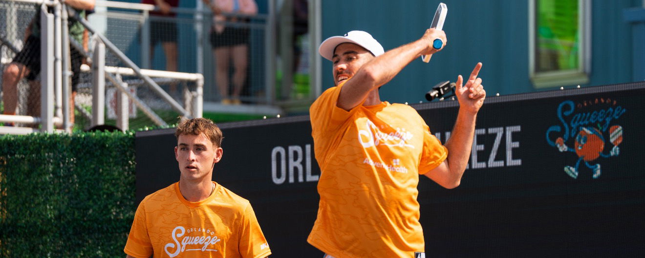 Federico Staksrud and Dylan Frazier competing for the Orlando Squeeze.