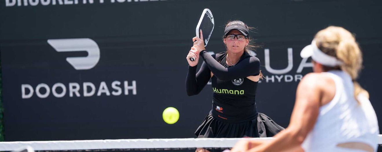 Rachel Rohrabacher competing for the Brooklyn Pickleball Team at MLP New York.