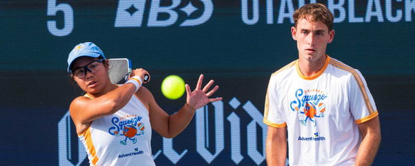Samantha Parker and Dylan Frazier competing for the Orlando Squeeze at the Edward Jones MLP MId-Season Tournament.