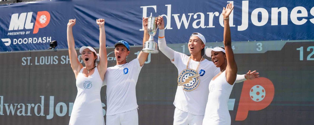 The Dallas Flash celebrating their title at the Edward Jones MLP Mid-Season Tournament.