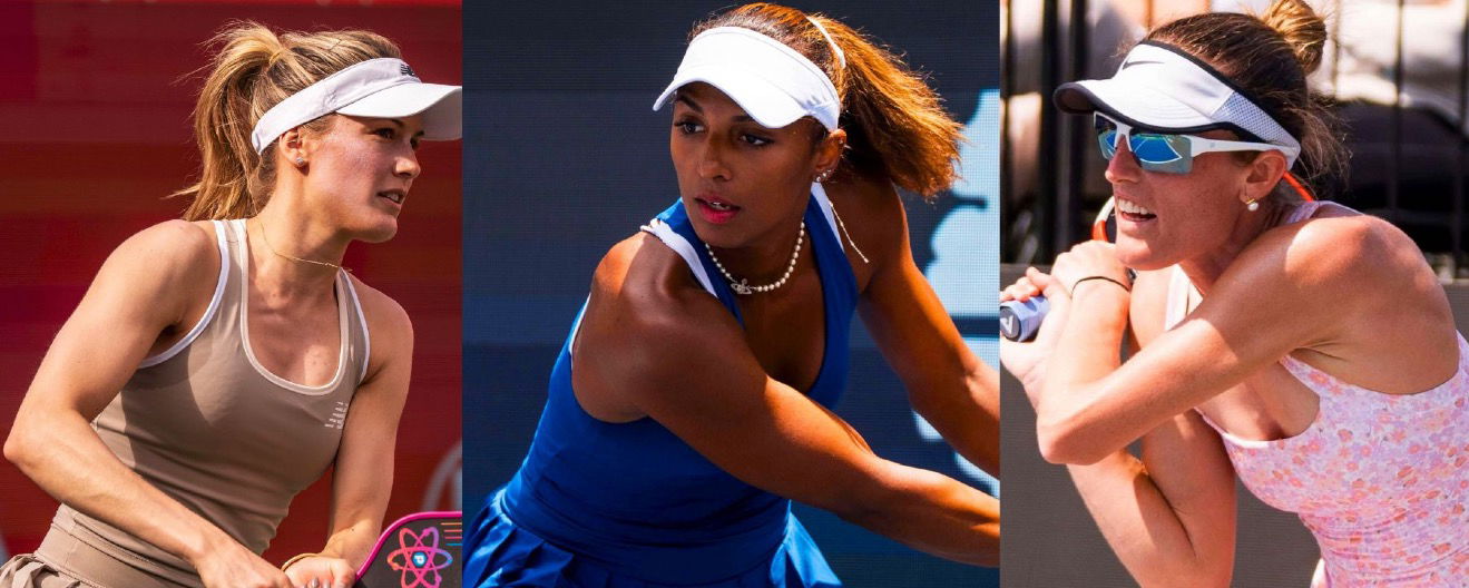 Genie Bouchard, Hurricane Tyra Black, and Helena Jansen playing pickleball