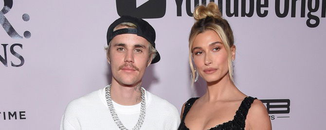 Justin and Hailey Bieber at the red carpet.