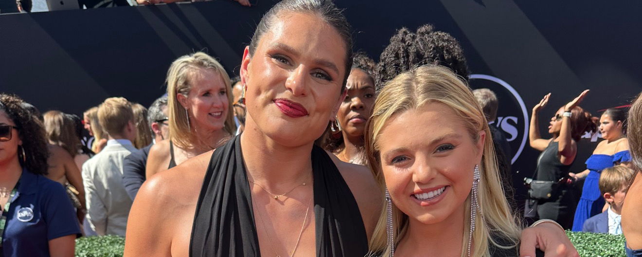 Ilona Maher with her arm around Anna Leigh Waters' shoulders on the red carpet.