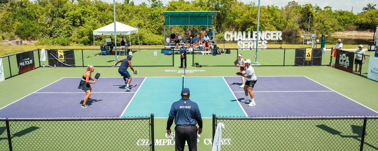 Mixed doubles game of pickleball