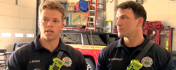 Firefighters Jacob Myrick and Michael Tankersley.