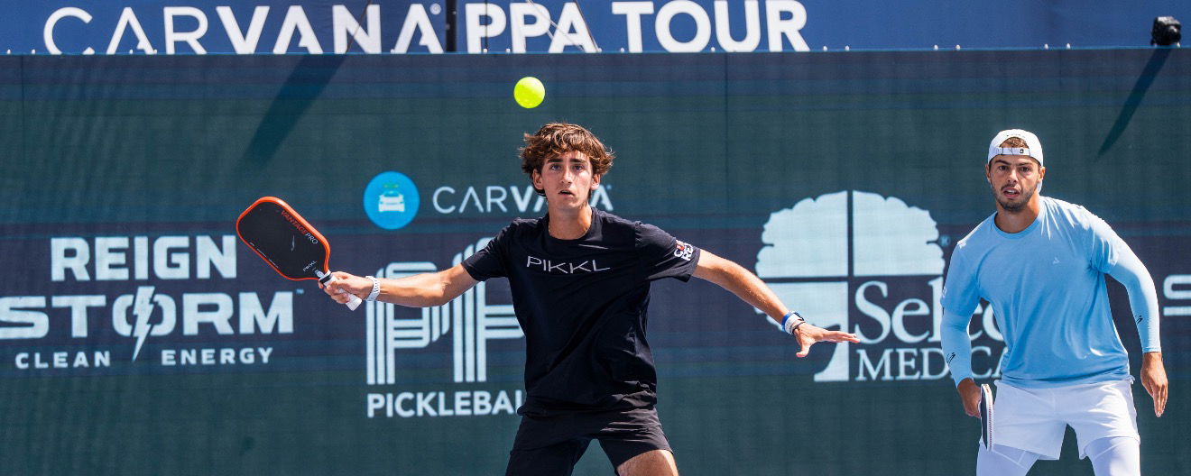 Gabe Tardio and Ben Johns competing on the PPA Tour earlier this season.