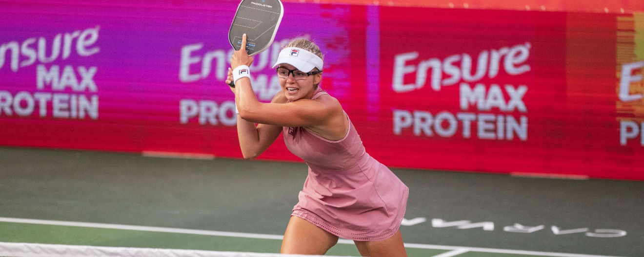Anna Leigh Waters playing pickleball.
