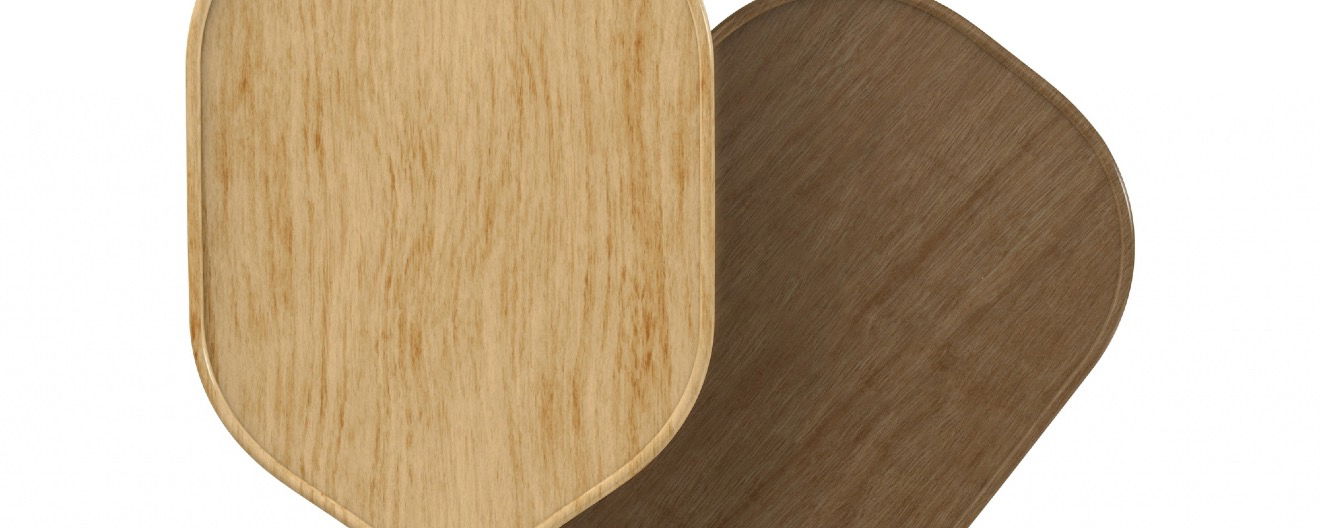 Wooden paddles on display.