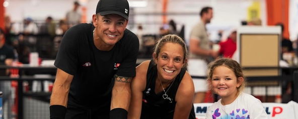 Martin, Tammy, and Gabby smiling at a pickleball tournament