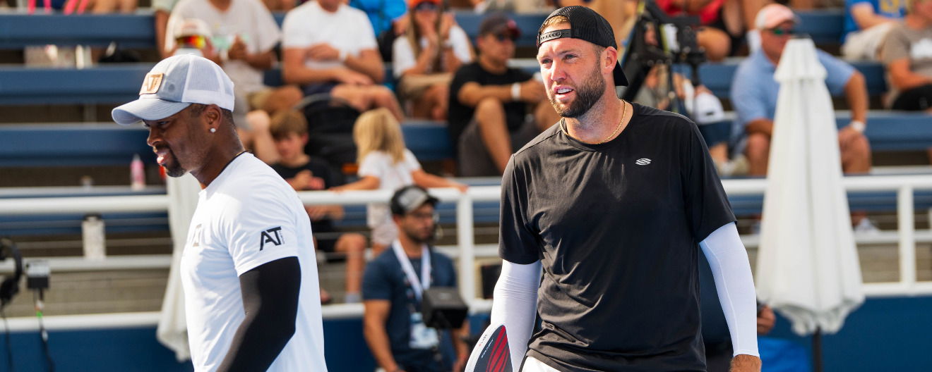 Jack Sock and Donald Young competing at the  Veolia Cincinnati Showcase presented by Six Zero.
