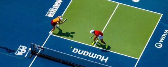Anna Leigh Waters and Ben Johns playing pickleball