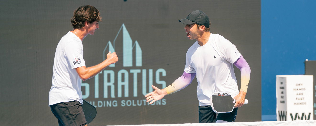 Gabe Tardio and Ben Johns celebrating their title at the Veolia Cincinnati Showcase presented by Six Zero.