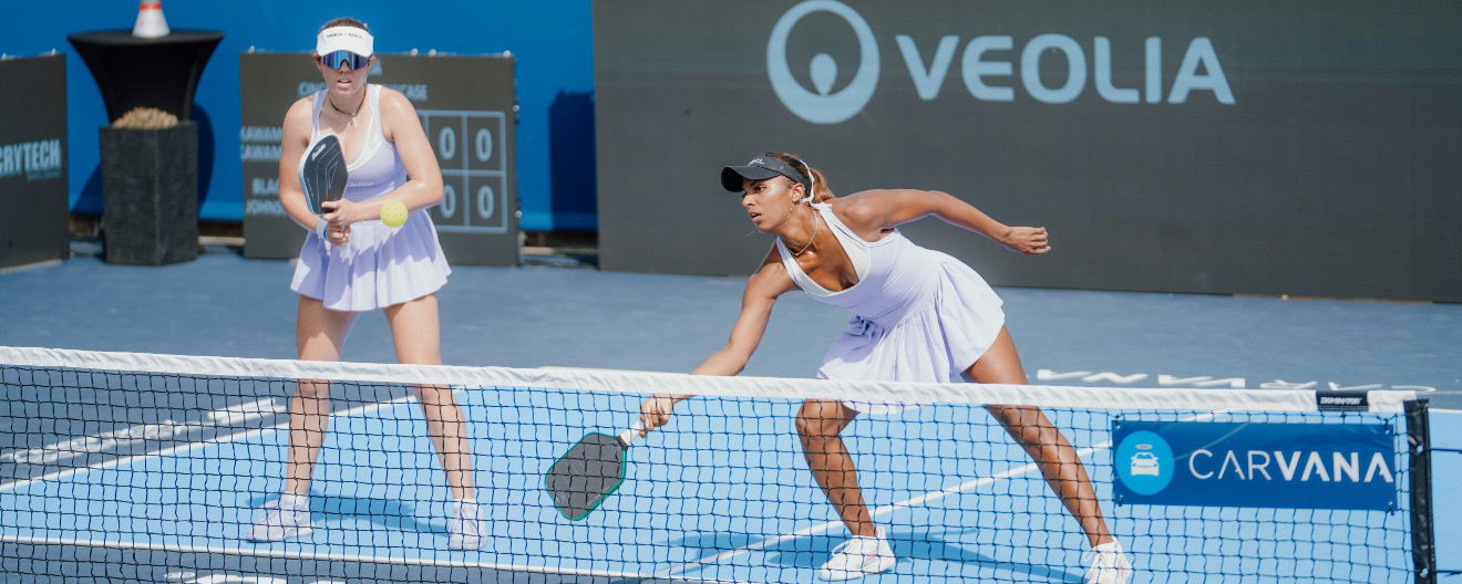 Jorja Johnson and Tyra Black on the court.