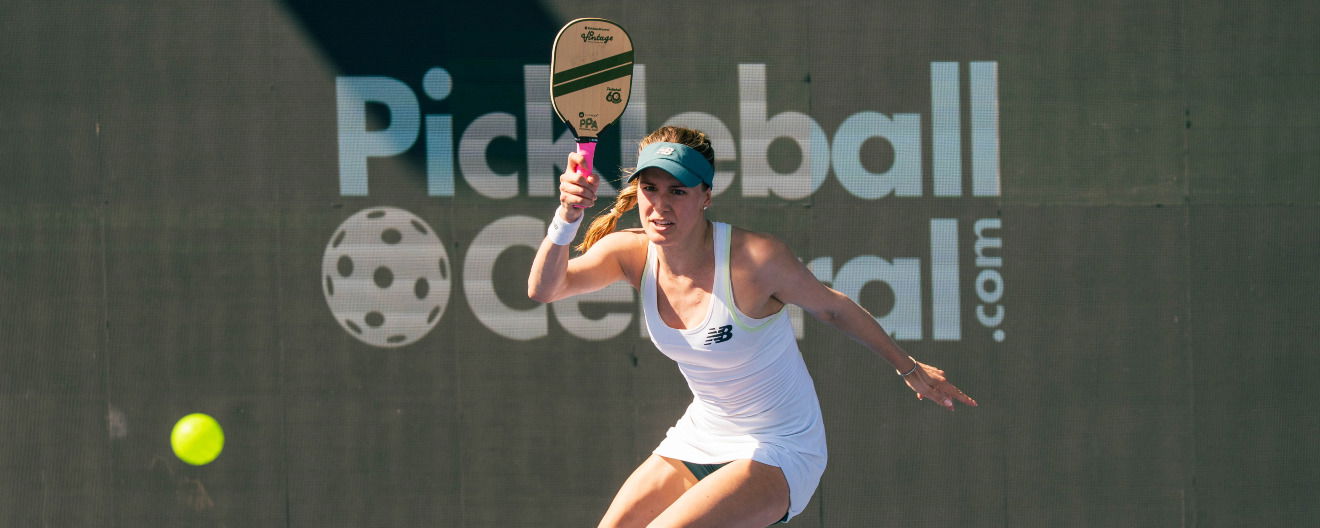 Genie Bouchard competing at the Pickleball Central Sacramento Vintage Open.