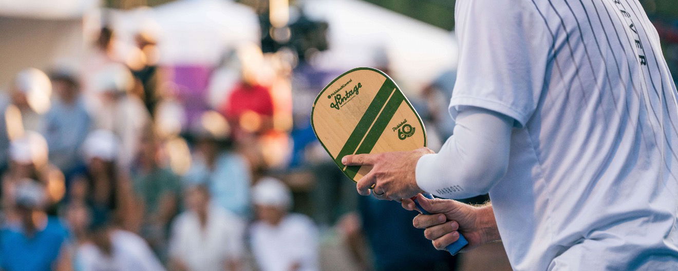 A wooden paddle from the Pickleball Central Sacramento Vintage Open.