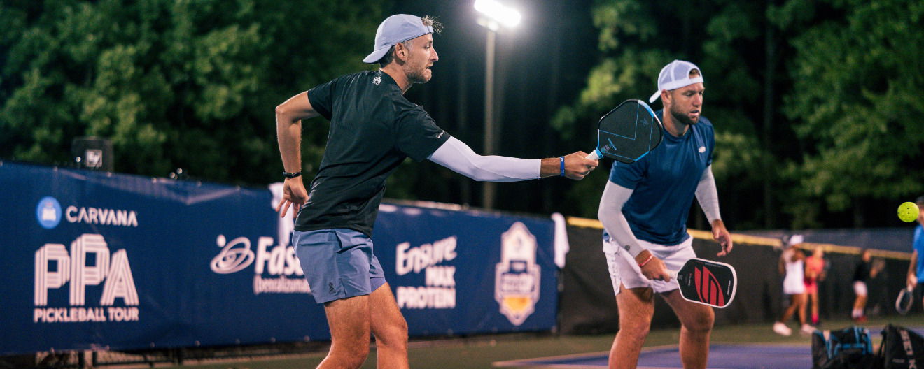 Eric Roddy and Jack Sock competing at the Fasera Virginia Beach Cup presented by JOOLA.