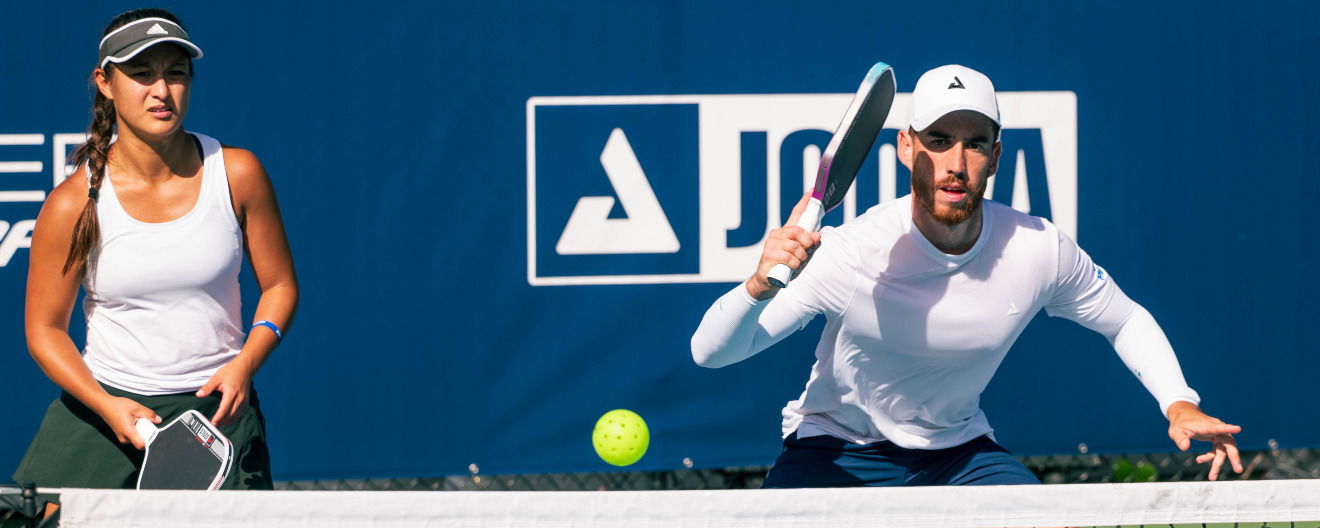 Jackie Kawamoto and Federico Staksrud competing at the Fasenra Virginia Beach Cup presented by JOOLA.