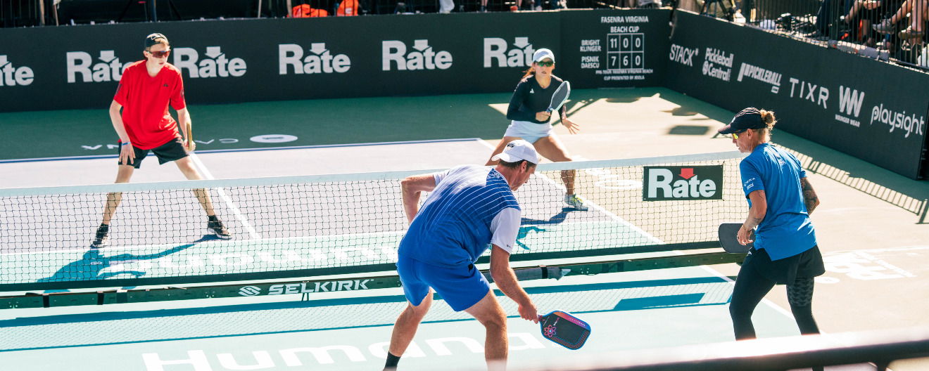 Tina Pisnik and Andrei Daescu competing against Anna Bright and CJ Klinger at the Fasenra Virginia Beach Cup presented by JOOLA.