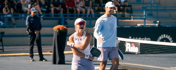 Anna Leigh Waters and Ben Johns on the court.