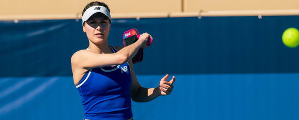 Genie Bouchard hitting a return.