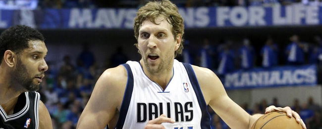 Dirk Nowitzki on the basketball court.