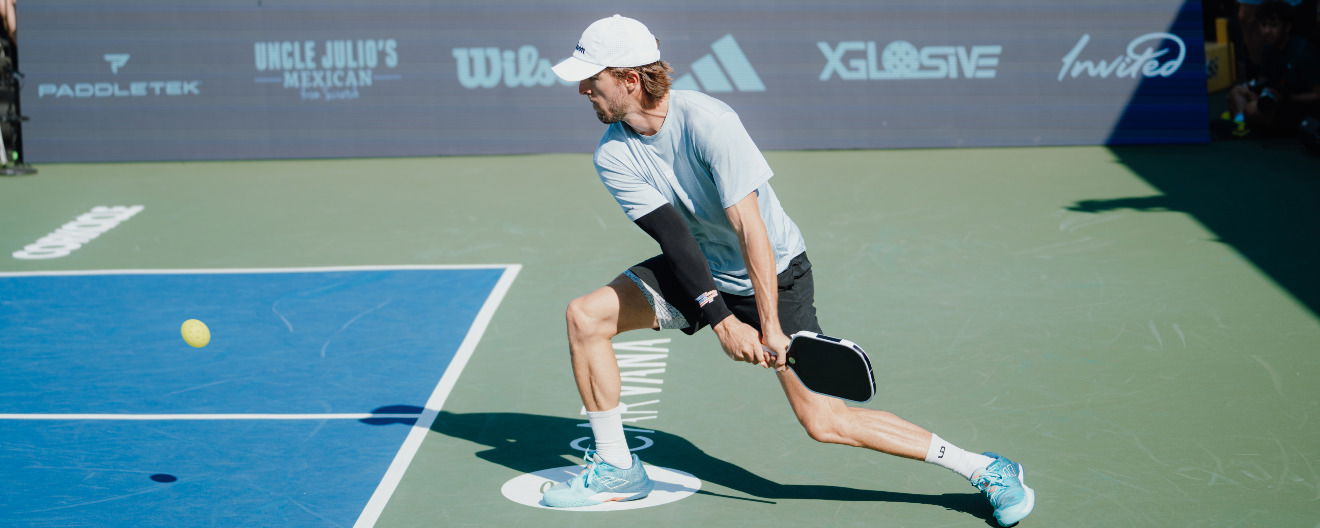 Hunter Johnson competing in men's singles at the Jenius Bank Pickleball World Championships.
