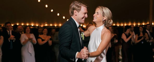 Kate Fahey and Charlie Gravina dacing on their wedding day.