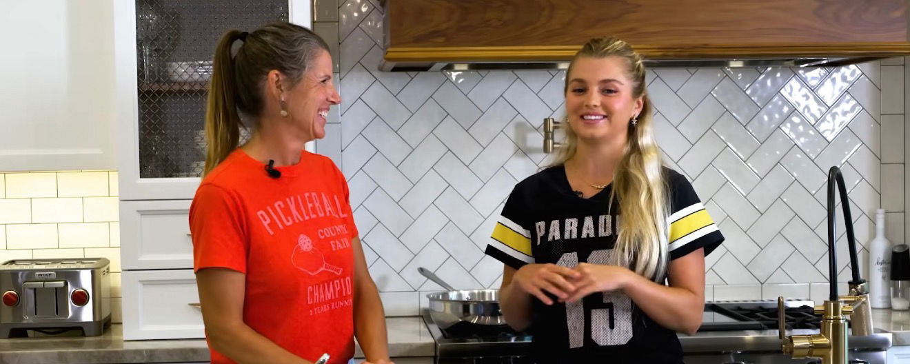 Leigh and Anna Leigh Waters in their home kitchen.