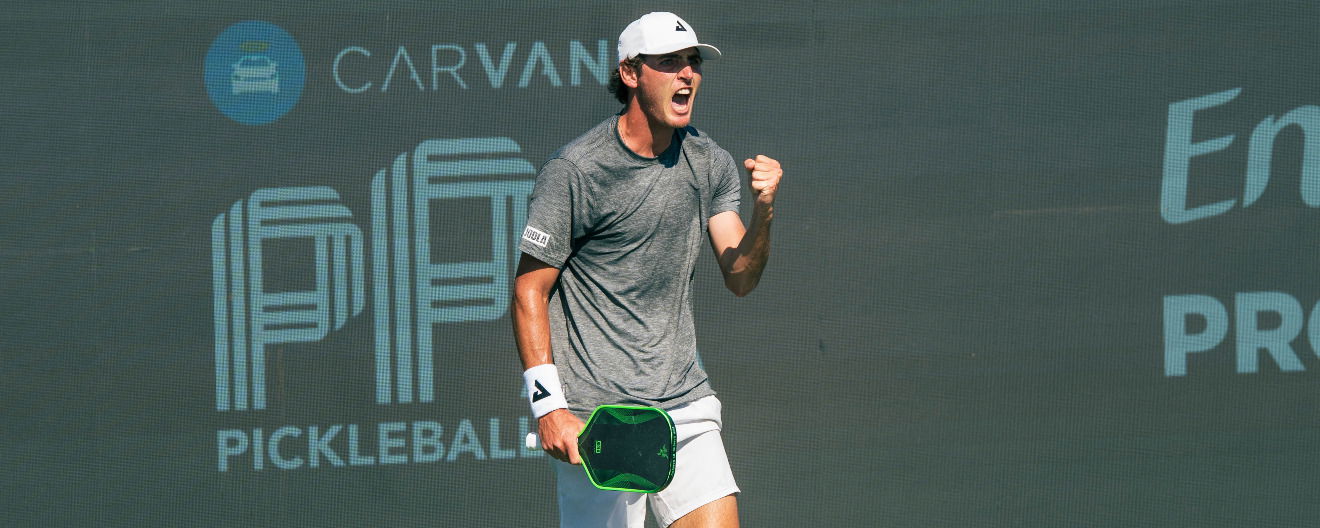 Eric Oncins celebrating his win at the Veolia Lakeland Open presented by Six Zero.