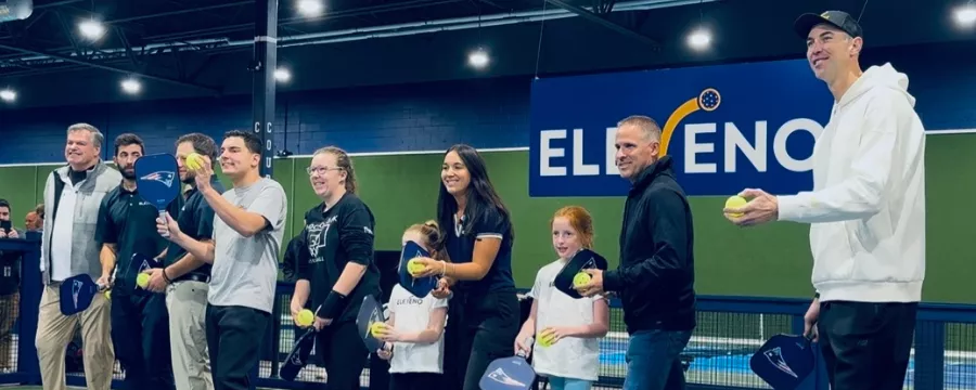 Zdeno Chara celebrates the grand opening of ELEVENO Pickleball in Foxboro, MA.