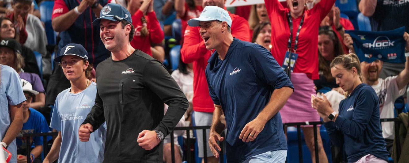 Ross Chaifetz (left) and Erik Lange (right) cheering on the St. Louis Shock during the 2025 MLP season.