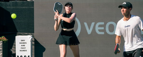 Jorja and JW Johnson competing on the PPA Tour earlier this season.