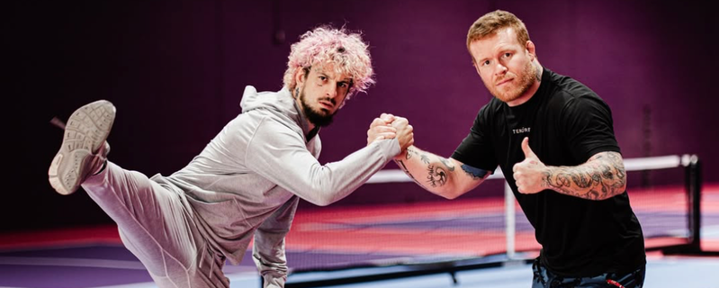 “Suga” Sean O’Malley and Tim Welch love hitting the pickleball court.