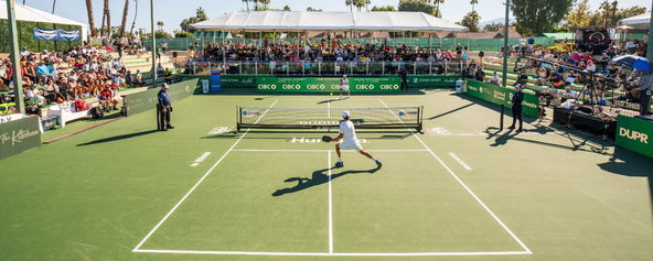 Pro singles pickleball game at the PPA Masters.