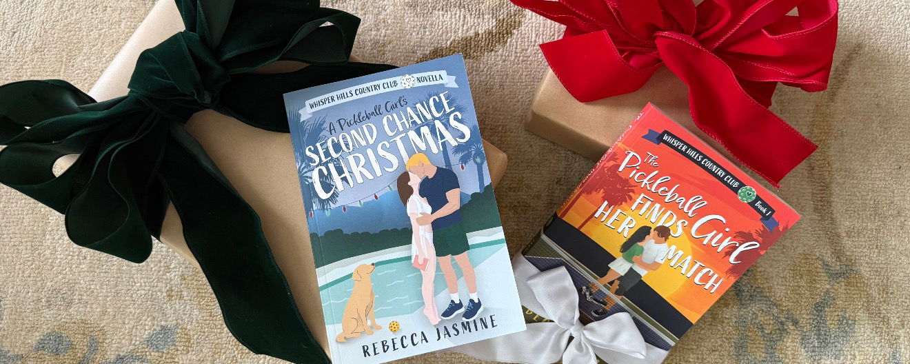 Two book covers with Christmas presents.