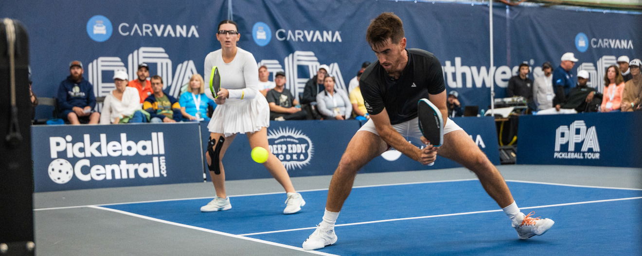 Rachel Rohrabacher and Federico Staksrud competing at the 2024 PPA World Championships.