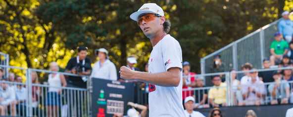 Will Howells pumping his fist after a successful point.