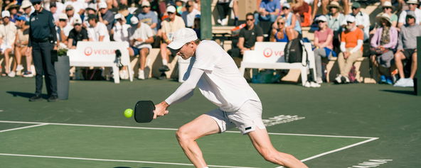 Roscoe Bellamy competing in men's singles at the 2026 PPA Masters in Rancho Mirage, CA.