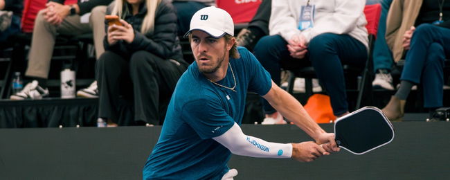 Hunter Johnson playing pickleball.
