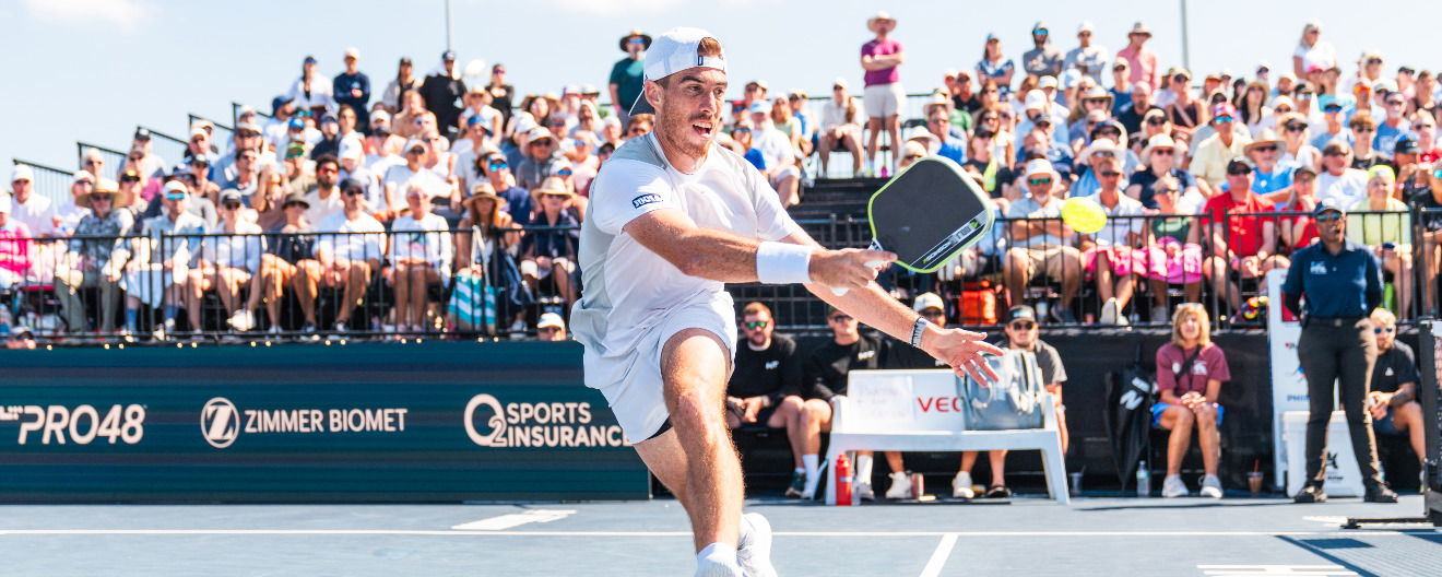 Federico Staksrud playing pickleball singles.