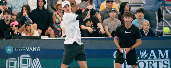 Christian Alshon and Hayden Patriquin on the court in Mesa.