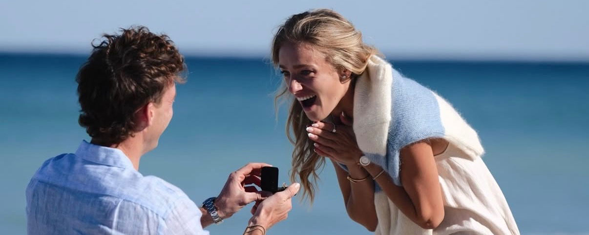 Grayson Goldin proposing to Hannah Blatt.