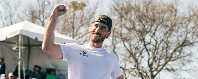 Federico Staksrud celebrating his men's singles title.