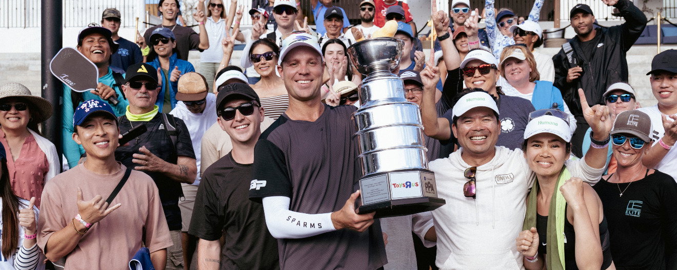 Chris Haworth celebrating his men's singles title at the PPA Tour Finals.